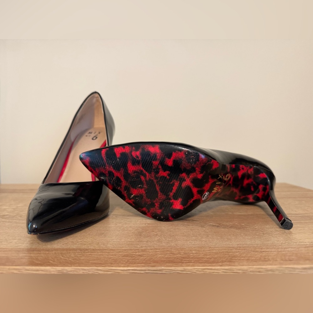 Mix No. 6 Black Heels with Red Patterned Soles